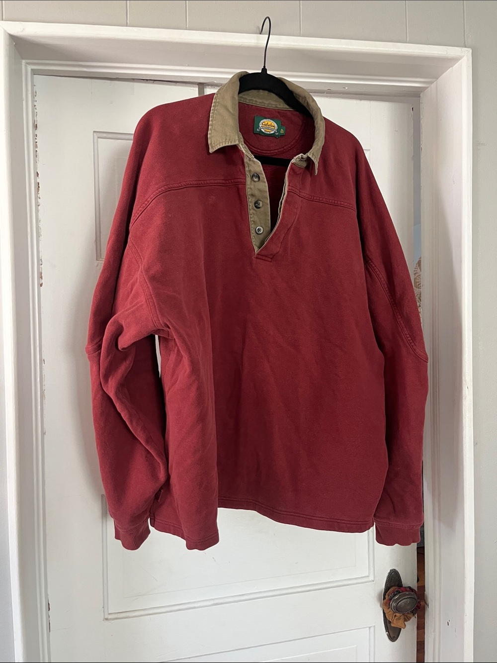 Vintage Cabela's Red Crewneck Pullover with Tan Collar
